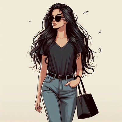 Woman walking in sunglasses