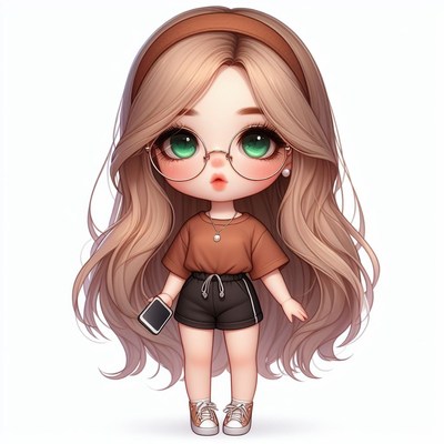 Anime girl with glasses and phone