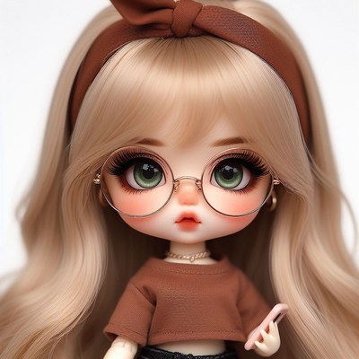 Doll wearing glasses and headband
