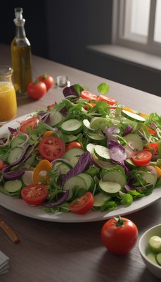 Fresh salad with cucumbers and tomatoes