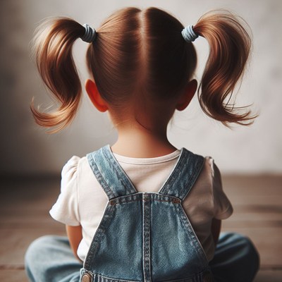 Little girl with pigtails