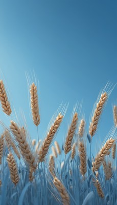 Wheat field under a blue sky