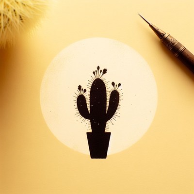 Cactus silhouette drawing