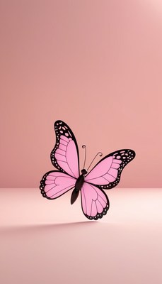 Pink butterfly on pink background