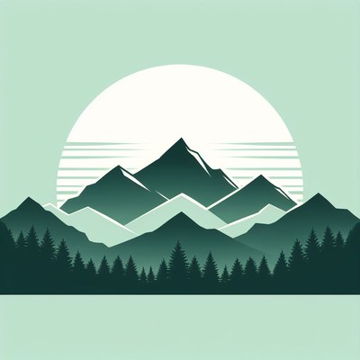 Mountain range sunset silhouette