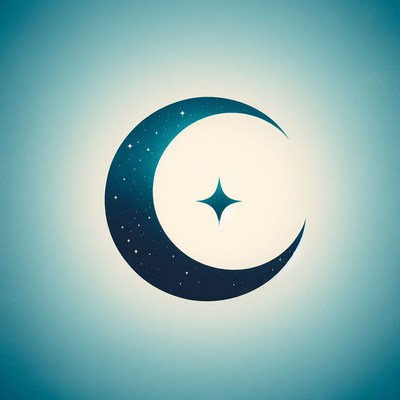 Crescent moon and star symbol