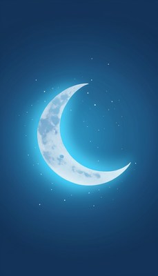 Crescent moon in night sky
