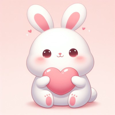 Cute bunny holding a heart