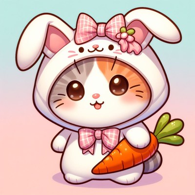 Cute cat in bunny costume