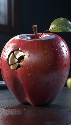 Red apple with bite mark