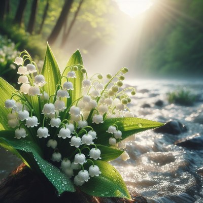 Lily of the valley by a stream