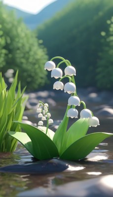 Lily of the valley by creek