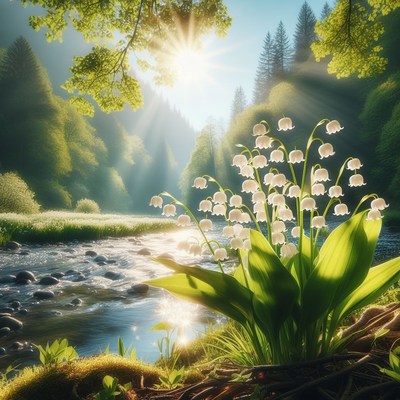 Lily of the valley by stream