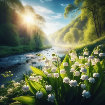 Morning sun through forest