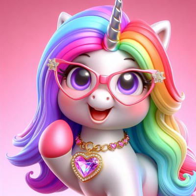 Rainbow unicorn with glasses