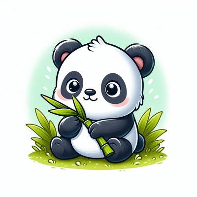 Cute panda eating bamboo
