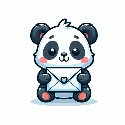 Cute panda holding envelope