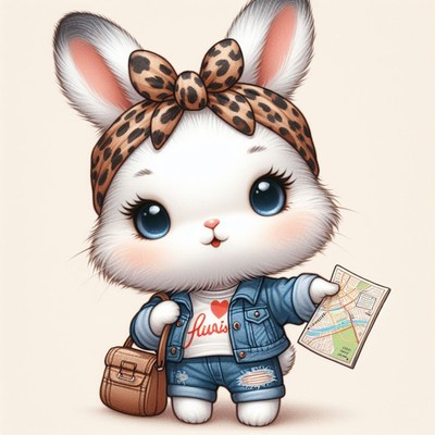 Cute bunny holding map