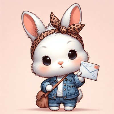 Cute bunny delivering mail