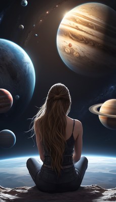 Woman contemplating space
