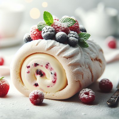 Berry-topped yule log cake