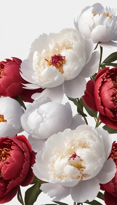 White and red peonies
