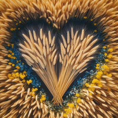 Wheat heart in summer field