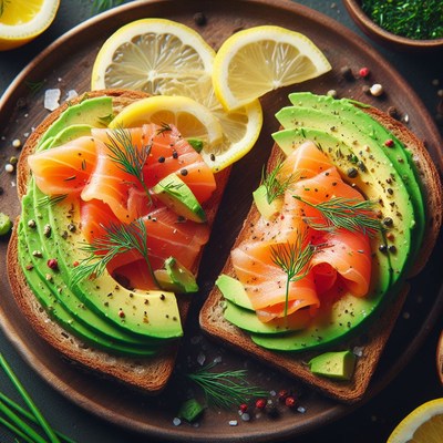 Avocado, salmon, and lemon toast