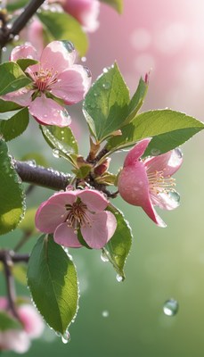 Pink flowers after rain