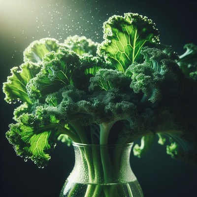 Kale bouquet in glass vase