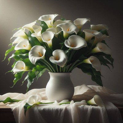 White calla lilies in vase