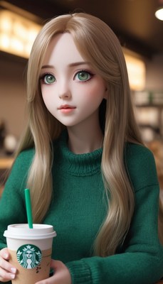 Anime girl with coffee