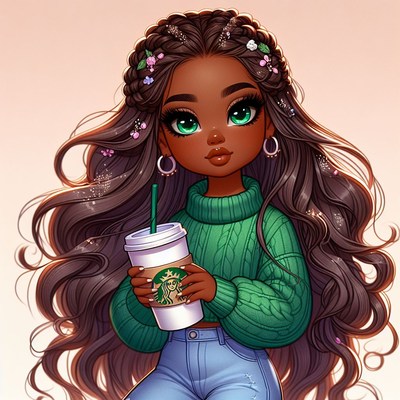 Girl with braids holding coffee