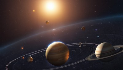 Solar system planets and sun