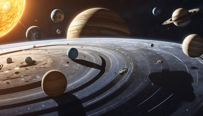 Solar system planets and sun