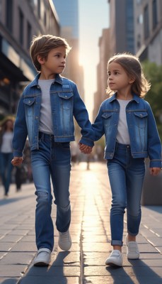 Children walking in city