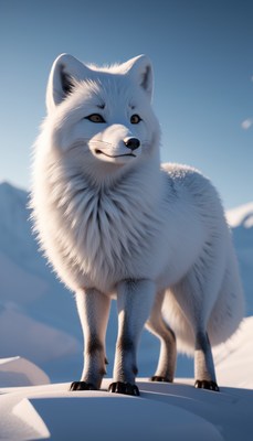 Arctic fox standing on snow