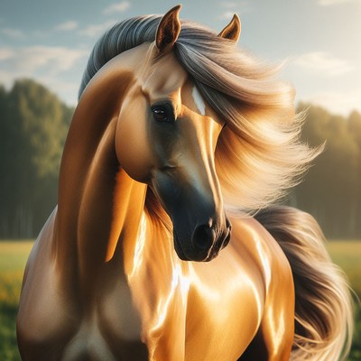 Golden horse portrait