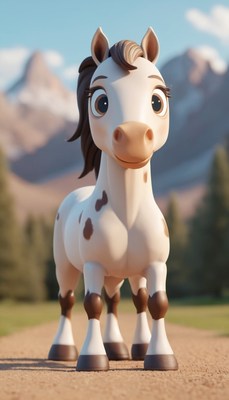 Animated horse on country road