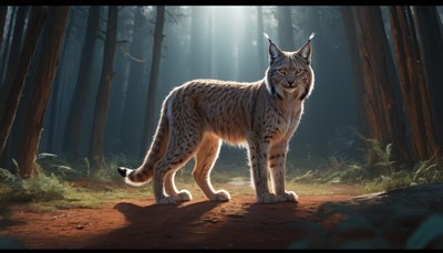 Lynx standing in a forest