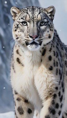 Snow leopard in winter snow