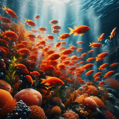 School of fish in coral reef