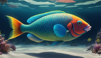 Colorful parrotfish swimming in ocean