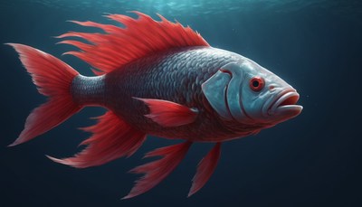 Red-finned fish underwater