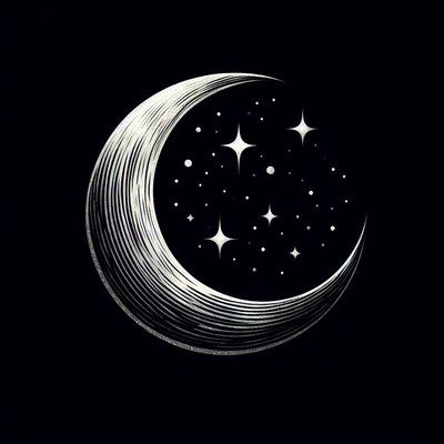 Crescent moon and stars