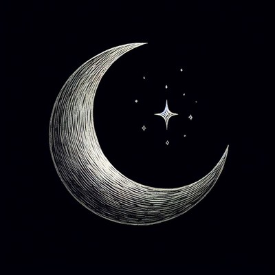 Crescent moon and star illustration