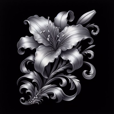 Silver lily drawing