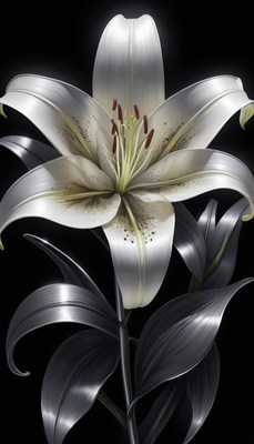 White lily with metal leaves