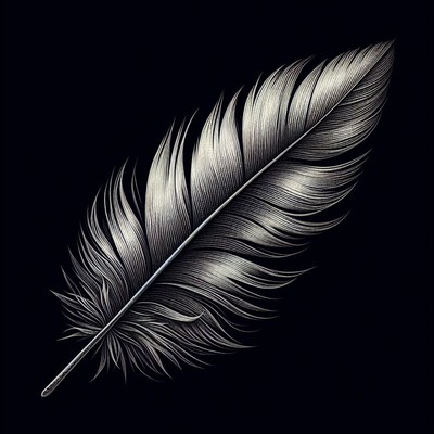 White feather on black background
