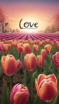 Tulip field at sunset